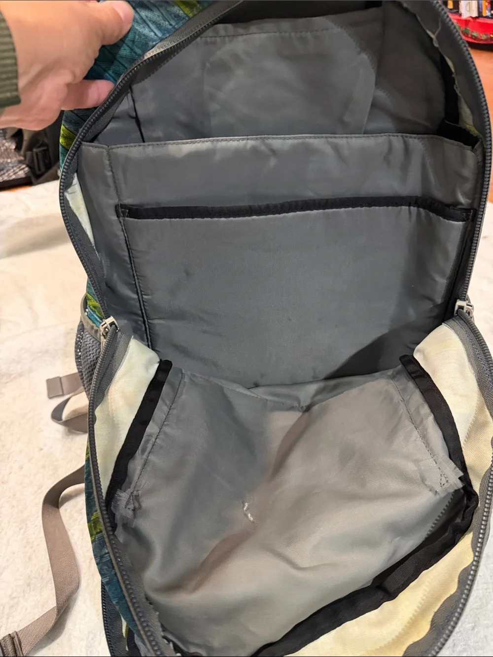 *Vintage* L.L. Bean Teal and Green Striped Backpack